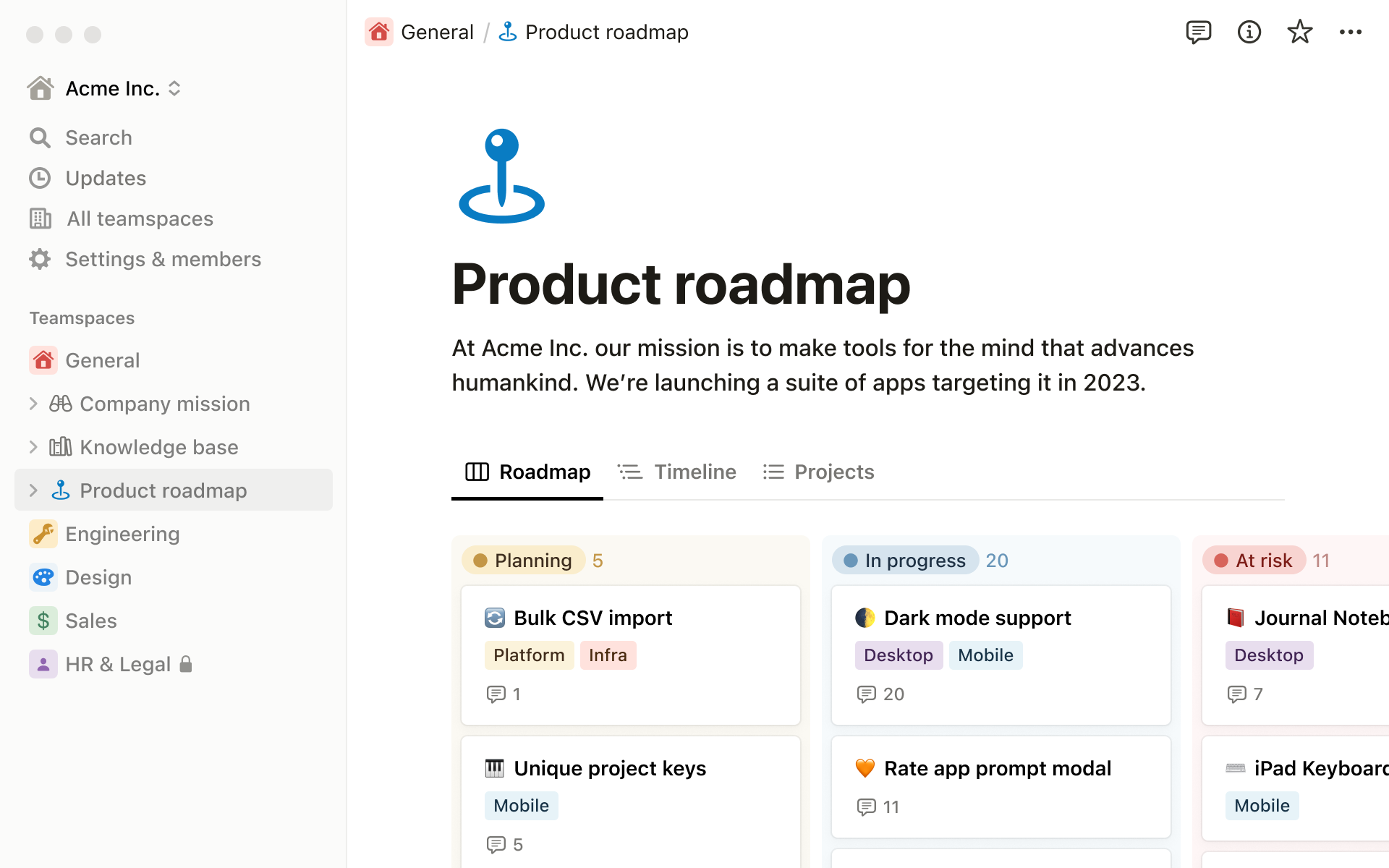 notion.so product kanban board